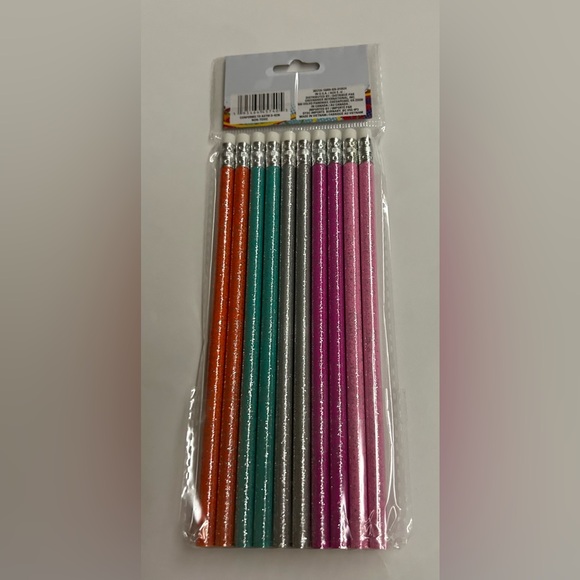 New 10 Jot Glitter Pencils Pink Purple Green Orange Erasers made in Vietnam - Picture 7 of 9